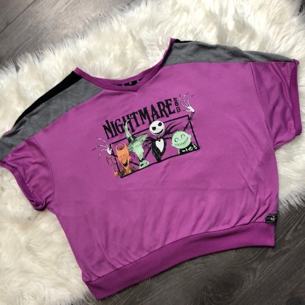 Disney Nightmare Before Christmas Purple cropped shirt Women's XL 16-18